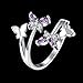 MAIHAO Women's Adjustable Size 925 Sterling Silver Butterfly White Birthstone CZ Butterfly Shape Purple Austrian Crystals Rings
