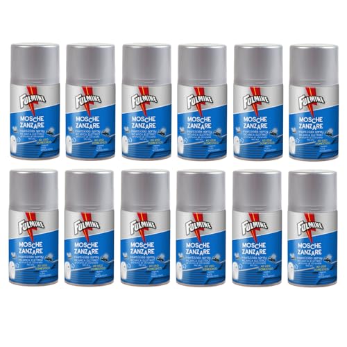 Virsus 12 Bombolette Fulmine Insetticida Mosche & Zanzare 250ML per erogatore Automatico