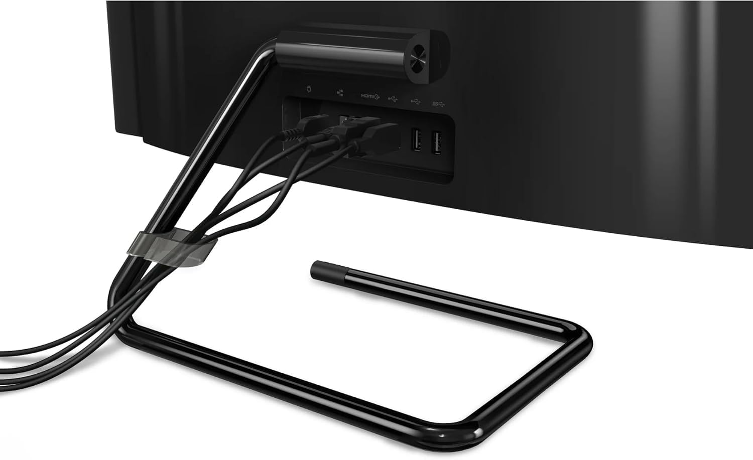 Close-up of connected cables to rear ports of Lenovo IdeaCentre AIO 3