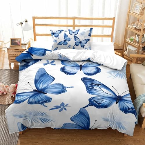 Housse de couette papillon 3D en microfibre douce avec fermeture éclair