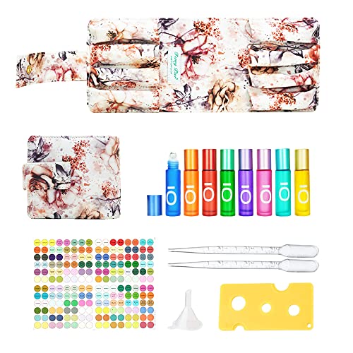 Roller Bottle - Caja de regalo de aceite esencial, estuche de viaje para aceite esencial, bolso de mano para regalo de Año Nuevo (8 botellas y paquete) Cover