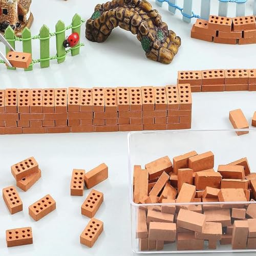 HSUYUN Ziegelstein, 50 Stück Mini Ziegelsteine, Miniatur Mini Simulation Ziegel Rot, Mini Ziegel Rote, für DIY, Gartendekoration, Modellbau und Landschaftsgestaltung