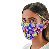 Snoozies 3-Layer Washable Face Mask w Filters & Nose Bridge - Daisy