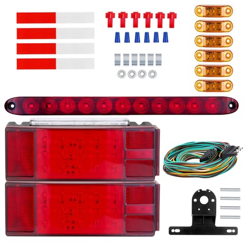 VINAUO Boat Trailer Lights, LED Submersible Trailer Light Kit with Wiring Harness Kit, Amber Marker Lights, White Reverse & Brake Lights, 15.6" 3rd ID Bar for Over 80" RV Truck Camper by VINAUO - Image 7
