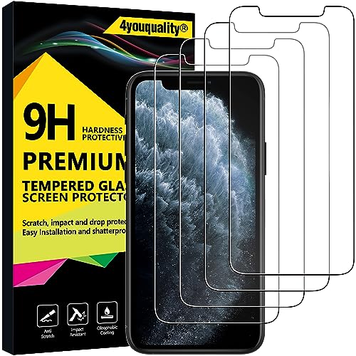 4youquality [4-Pack Screen Protector for iPhone 11 Pro iPhone Xs and iPhone X Tempered Glass Film Screen Protector 5.8-Inch [LifetimeSupport][Anti-Scratch][Anti-Shatter]
