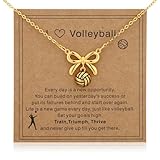Mikovivi Volleyball Ketten, 40+5cm Verstellbare Ball & Schleifen Anhänger Ketten Sport-Accessoires Schmuck für Frauen