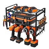 Plenrame Power Tool Organizer, 3-Tier Garage Tool Organizers and Storage, Power Tool Holder, Drill Holder Wall Mount, Heavy Duty Metal Tool Shelf, Utility Storage Rack for Cordless Drill