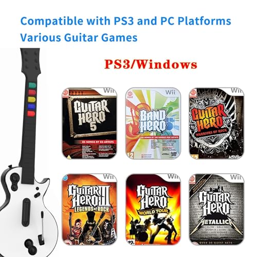 Image of NBCP PC Guitar Hero Wireless Legends Rock Dongle Bundle for PS3 /Computer Windows, Compatible with Guitar Hero, Rock Band, Clone Hero & Fortnite Festival