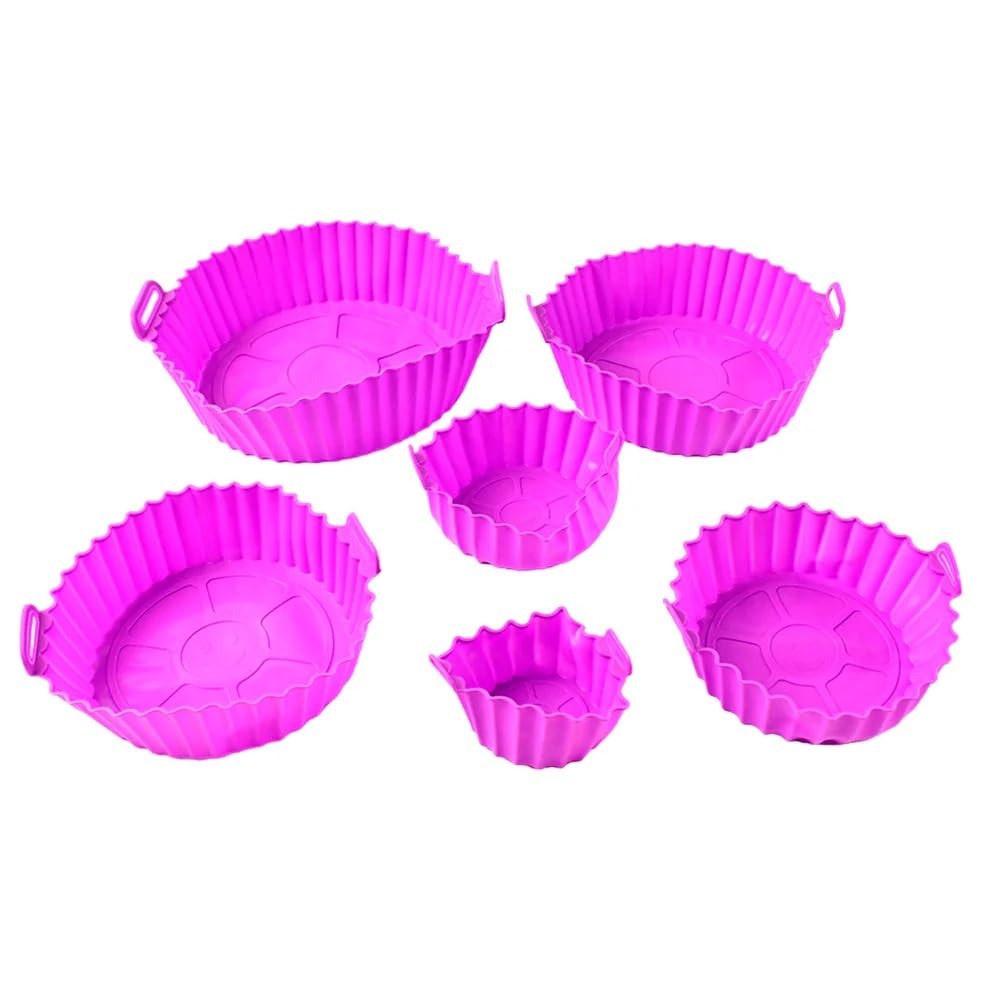 Ayuransh Air Fryer Silicone Liner Set, 6 Pieces, Reusable Non-Stick Baking Trays with Handles, Random Colours-image-15