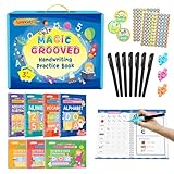 Lumikidz Magic Grooved Writing Practice for Kids Age 3-5 - Reusable Grooved Writing Books for Kids 3-5 - Handwriting Practice for Kids 5-7 - Preschool Tracing Books & Learning Activities