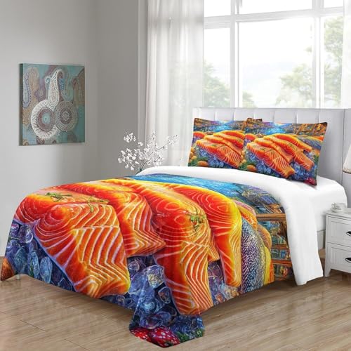 Housse de couette saumon anti-glissement avec grand zip solide lit 260x220
