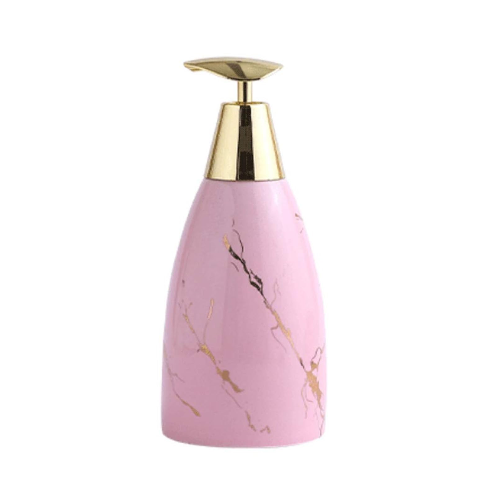 WDSOPK Bathroom accessories Ceramic Soap Dispenser Bathroom Marble Texture Soap Pump Cute Lotion Dispenser for Kitchen Counter Top Non-slip Home & Kitchen (Pink)