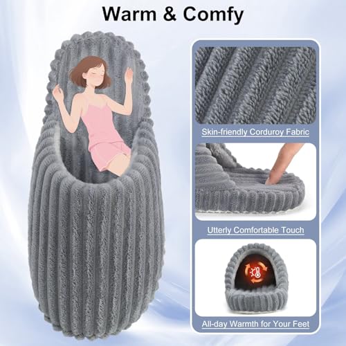 Women Arch Support Slippers – House Bedroom Slippers for Woman, Orthopedic Shoes for Plantar Fasciitis, Corduroy Closed Toe Ladies Slides Outdoor 5-114