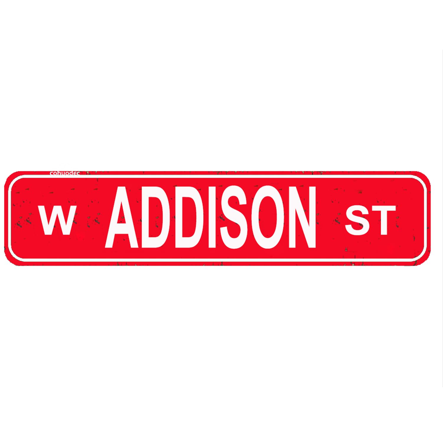 Chicago West Addison Street Sign Wrigley Field Gift Home Pub Bar Wall Decor Red Tin Sign 4x16 Inch