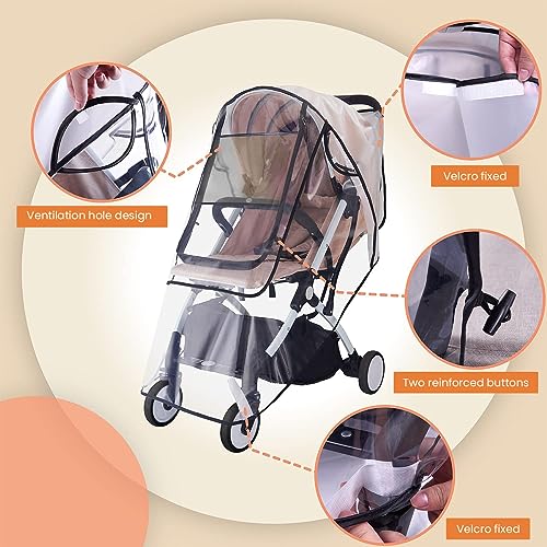 Image of SNOWIE SOFT Baby Stroller Rain Cover Universal Waterproof Windproof Rainproof Stroller Cover for Winter with Open Window, Baby Stroller Cover Protect from Sun Dust Snow, EVA Stroller Accessories