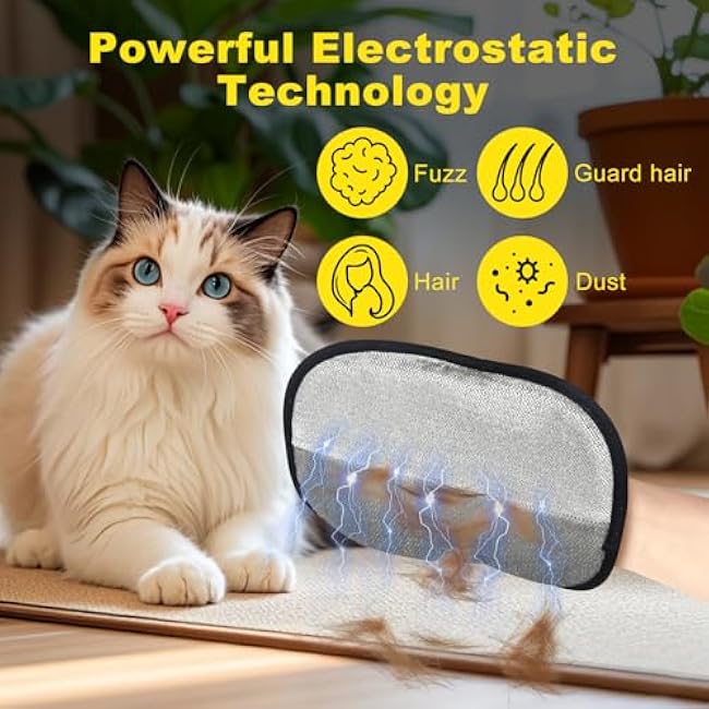 Pet Hair Removal Gloves for Cats & Dogs, Reusable Electrostatic Pet Grooming Gloves, Efficient Hair Remover Tools for Couch, Car Seat, Furniture, Carpet & Bedding (2 Pcs)-wtJBjLyS