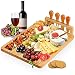 Bamboo Cheese Board Set, Charcuterie Platter and Serving Meat Board Including 4 Stainless Steel Knife and Serving Utensils, Unique Gifts for Christmas Wedding Birthday Anniversary(14''x11'')