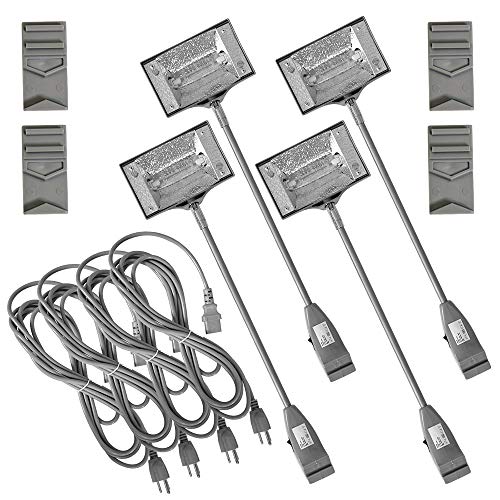 Vispronet Trade Show Lights – 150w Halogen Spot Lights with Bulbs & Adapters for Trade Show Booth Display & Pop Up Booth Podiums, Portable Trade Show Lighting for Vendor Events, (Set of 4) (Gray)