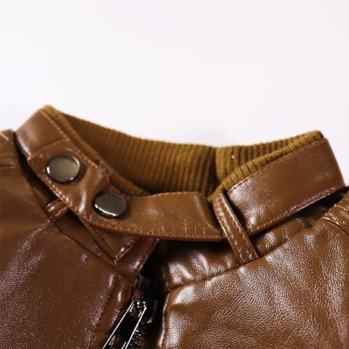Kids Leather Jacket Boys Baseball Jacket Motorcycle Faux Leather Zipper Coats 4-8 Years3