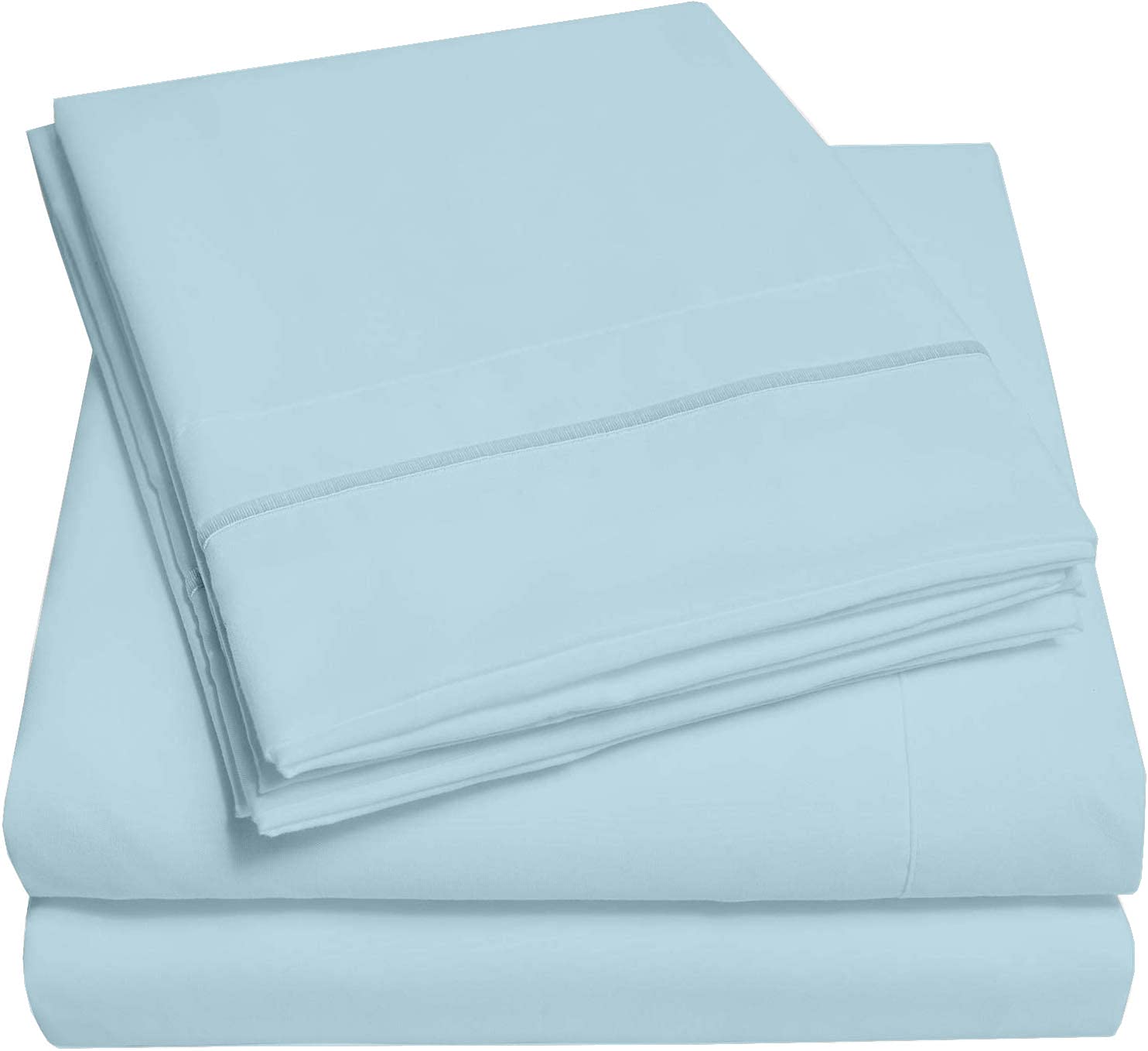 Shreem LinenQueen Size Sheet Set - 4 Piece Bed Sheets - Super Soft Brushed Microfiber 1800 Thread Count - Breathable Luxury Sheets Deep Pocket - Wrinkle Free (Light Blue, Queen)