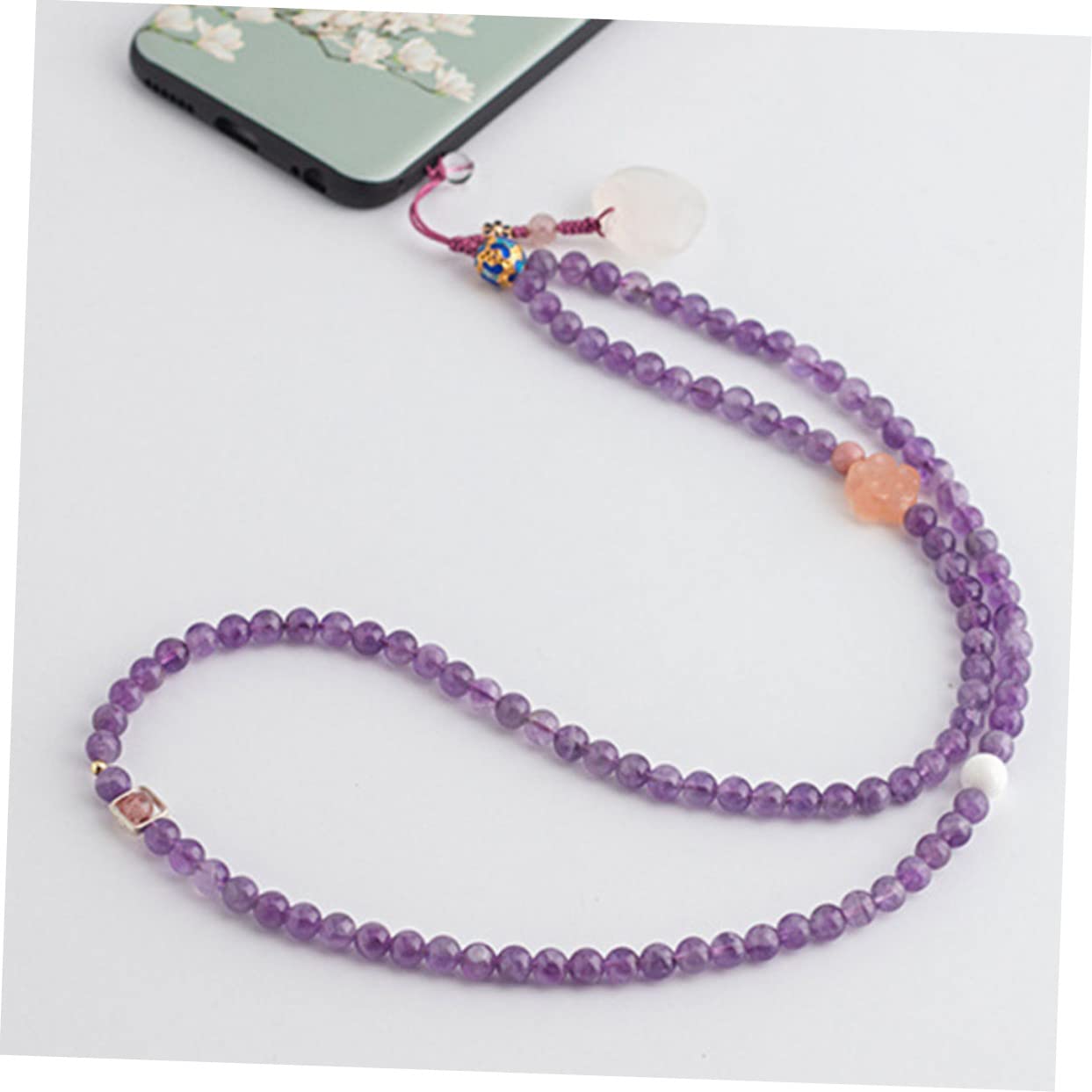 Uonlytech Cordón De Natural Para Teléfono Cadena Decorativa Hebilla Para Funda De Teléfono