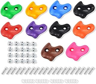 NOBRAND 10× Rock Climbing Holds for Children, Coloured Wall Climbing Stones, Play Tower for Kids Climbing Frame, Tree House, Rock Hold Grab Stones Grip Climbing Kit Includes 10 Screws (A)