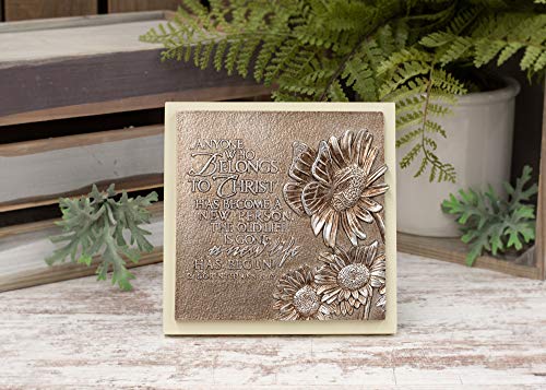 New Life Has Begun Hammered Bronze Tone 5.75 X 5.75 Cast Stone Sculpture Plaque #TOP4