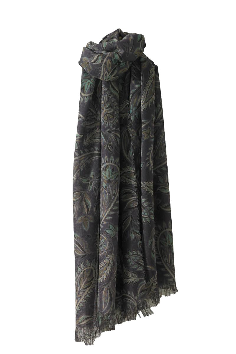 Glen Isla 100% Cashmere Summer Lightweight Scarf/Stole/Shawl - Paisley Print Navy Blue | Made In Scotland