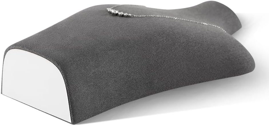 Microfiber Necklace Pendant Display Stand, Portrait Jewelry Showcase Rack for Store Displays (Dark Gray, Middle)