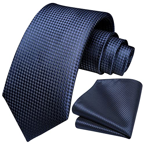 Image of HISDERN Mens Striped Tie and Pocket Square Set Necktie for Men | soft smooth texture, wrinkle-free, neat hand-tied knot, gifting ready, regular 3.4 width, coordinated look, business wedding