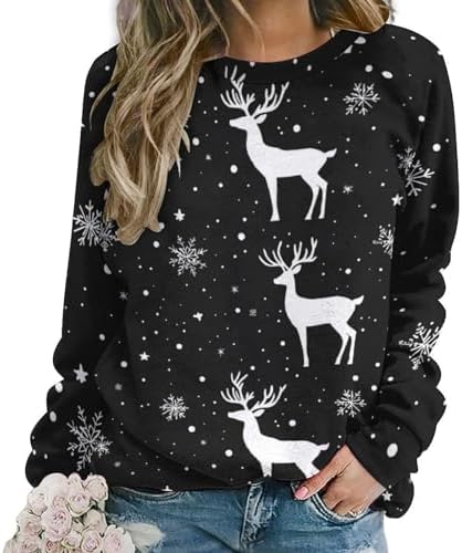 ZOCAVIA Womens Ugly Christmas Deer Sweatshirts Fashion Xmas Pullo...