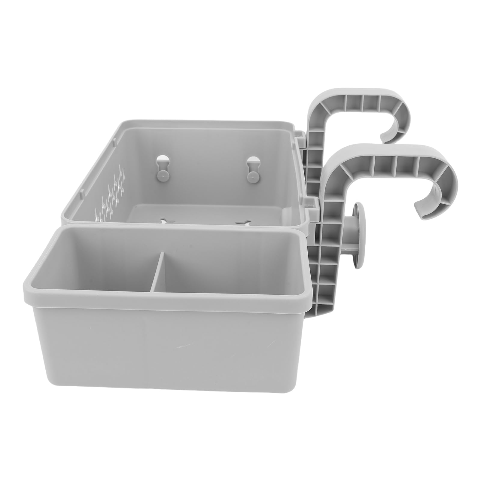 Tnfeeon Poolside Storage Basket, with Cup Holders Swimming Pool Toys Beverages Versatile Organizer Above Ground Accessories (Grey)