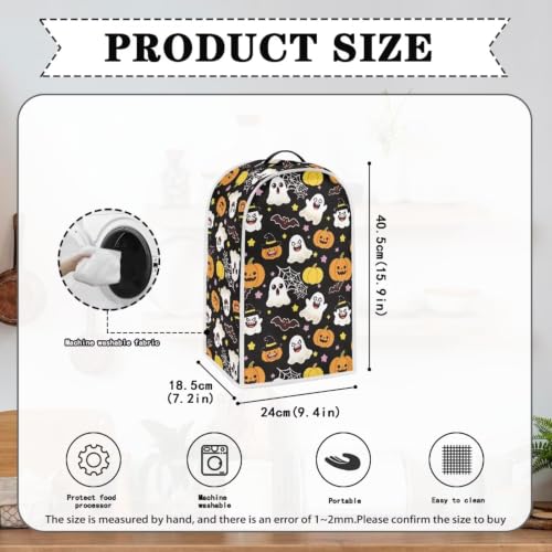 Image of Bat Ghost Pumpkin Blender Dust Cover, Anti Fingerprint Polyester Stand Mixer or Coffee Maker Appliance Protector, Halloween Machine Washable Blender Cover for Kitchen Appliance
