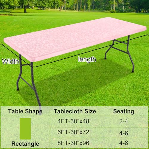 Image of Smiry Heavy Duty Vinyl Fitted Tablecloths for 8 Foot Rectangle Tables