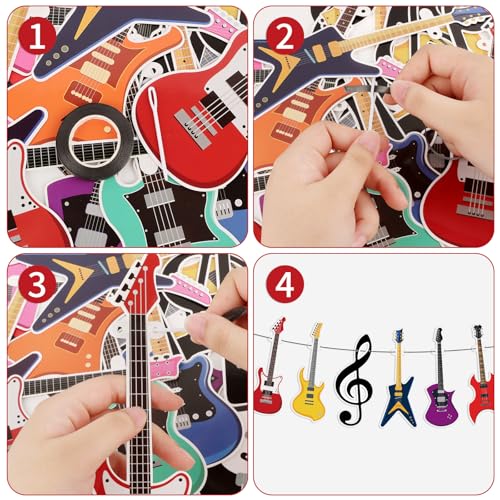 Image of Hooqict Guitar Birthday Party Banner Music Themed Party Decorations Banner Garland Sign for Rock and Roll Guitar Birthday Decorations Supplies
