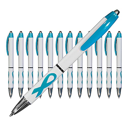 Awareness Ribbon Pen, Medium point - Set of 12 (Teal Ribbon)