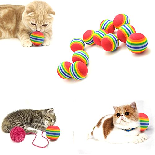 Hendevl 15Pcs 35Mm Soft Pet Cat Toy Sponge Balls Interactive Eva Foam Colorful Rainbow Toys Balls For Small Dog Puppy Kitty Indoor Outdoor Play Activity Chase Training #TOP4