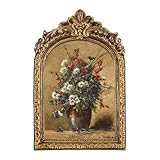 FOLKOR Framed Wall Art for Kitchen Dining Room Bedroom, Wildflower Still Life Oil Paintings Canvas Print with Gold Picture Frame, Vintage Floral Wall Decor for Cottage Rustic Retro Home Office, 5x7