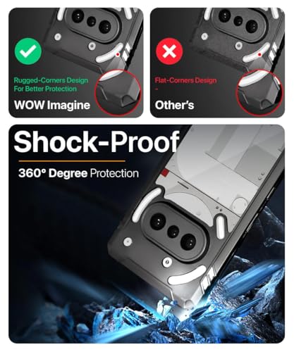 Image of WOW IMAGINE Shock Proof Transparent Hybrid Clear Protective Back Case for Nothing Phone 3a 5G - AirEDGE Technology | 360 Degree Camera Protection | - Black - Polycarbonate;Thermoplastic Polyurethane