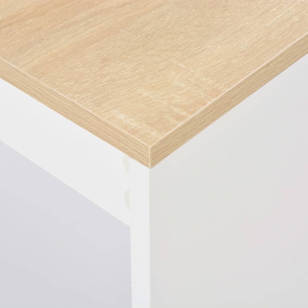 vidaXL Tavolo da Bar con 3 Mensole Elegante Decorativo Robusto per Interni Sala Cucina Tavolino da Bistrò 110x50x103 cm Truciolato Bianco e Naturale