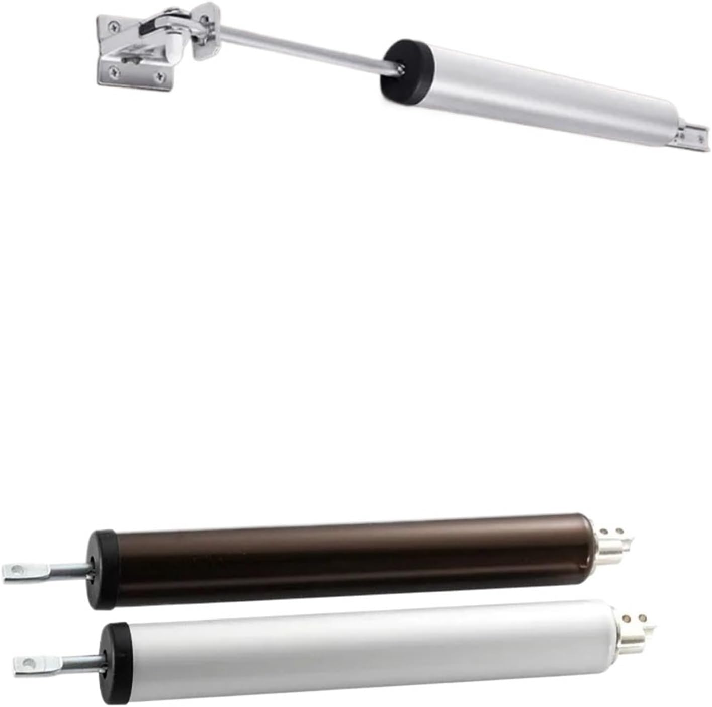 Soft Closing Door Closer 35KG Pneumatic Adjustable Speed Positioning Stop Protective Holder Hardware(Coffee)