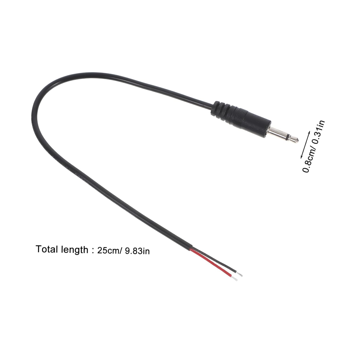 Angoily 1set Male Plug to Bare Wire Audio Cable Mono Connector for Headphones Earphones Microphones Durable and Easy to Install Speaker Cable Repair 10pcs