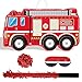Fire Truck Pinata with Hanging Loop Blindfold Bat and Confetti Filler for Kids Boys Firefighter Firetruck Theme Birthday Party Decorations Supplies, 16.14 x 8.9 x 3.15 Inches