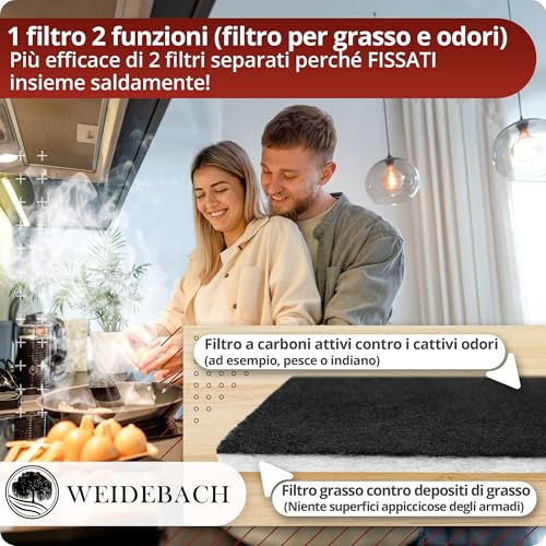 Weidebach 2 x filtr do okapu kuchennego, filtr do okapu kuchennego, 56,9 x 54 cm, filtr przeciwtłuszczowy i przeciwzapachowy do okapów, 2 szt