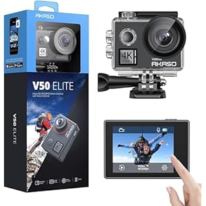 AKASO V50 Elite 4K60fps Touch Screen WiFi Action Camera Voice Control EIS 131 feet Waterproof Camera 8X Zoom Remote Control