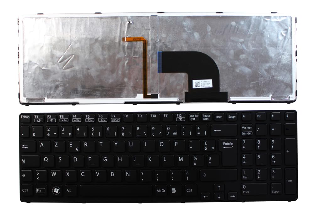 Power4Laptops French Layout Black Frame Backlit Black Replacement Laptop Keyboard Compatible with Sony Vaio SVE1713W1EB