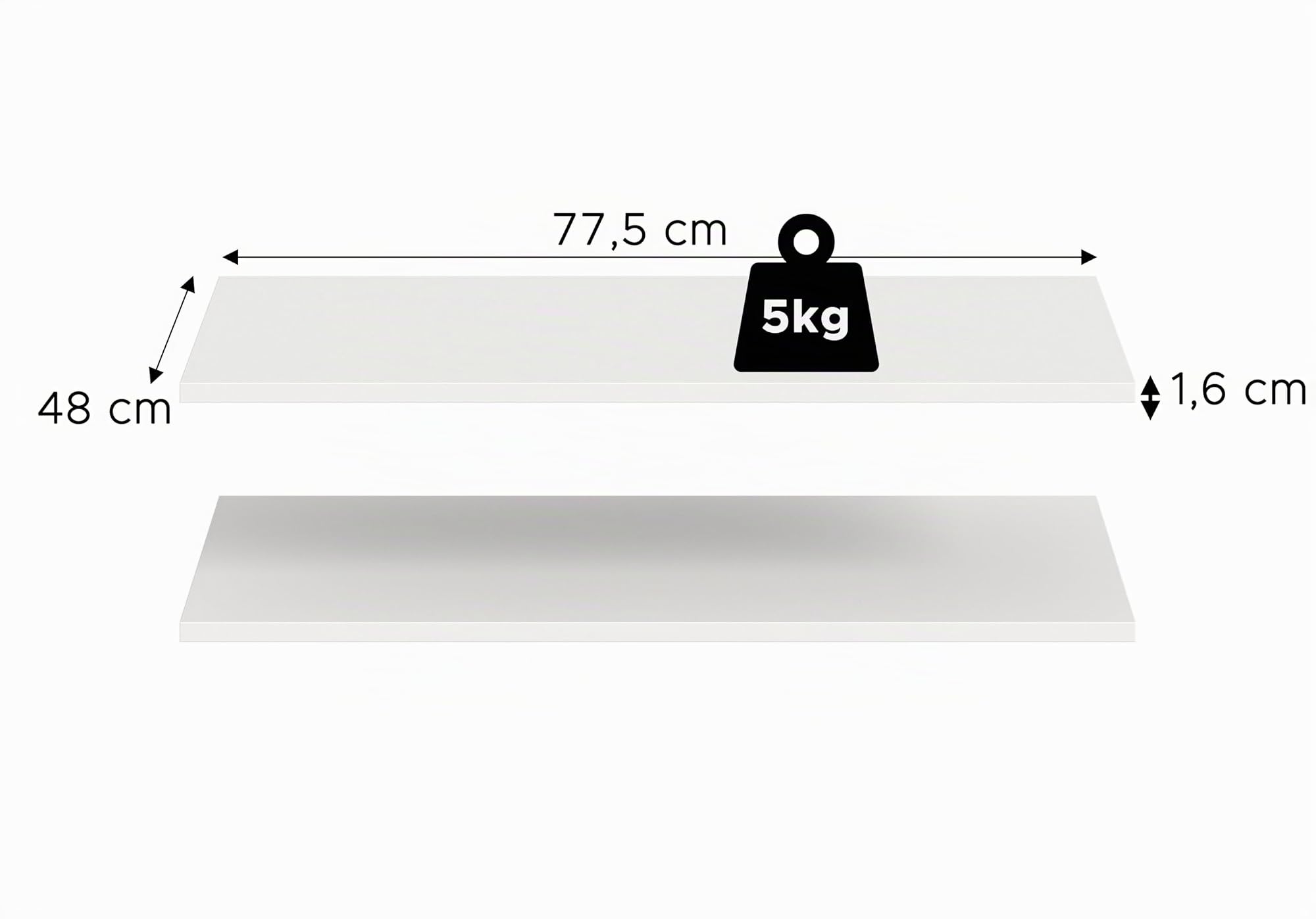 xonox.home – Schrank-Zubehör Einlegeboden-Set Kopenhagen 2X 78x48 cm in Weiß – 2er Pack Fachboden/Regalboden für 3-türigen Kleiderschrank – Optionales Zubehör für Ihre Schrankwand