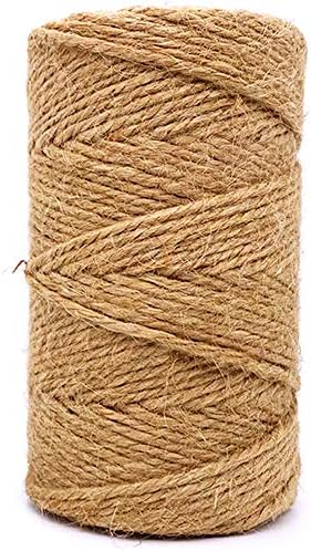 Jute Twine 328 Feet 2.5mm 4Ply Heavy Duty Natural Jute Rope String for Home Gardening Plant Picture Hanger Industrial Packing String for Gifts Presents Mason Jars Wedding Decorations Crafts