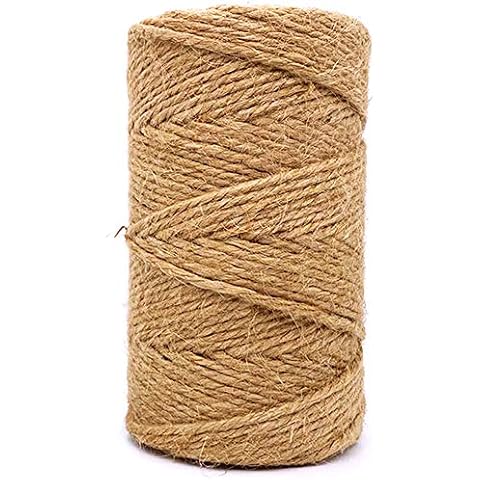 Jute Twine 328 Feet 2.5mm 4Ply Heavy Duty Brown Jute Rope String for Home Gardening Plant Picture Hanger Industrial Packing Mason Jars Wedding Decorations Crafts Cover