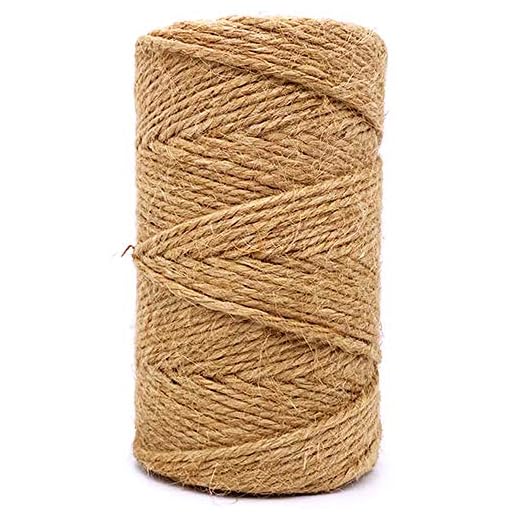 Jute Twine 328 Feet 2.5mm 4Ply Heavy Duty Brown Jute Rope String for Home Gardening Plant Picture Hanger Industrial Packing Mason Jars Wedding Decorations Crafts